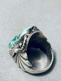Magnificent Heavy Vintage Native American Navajo Turquoise Sterling Silver Ring-Nativo Arts