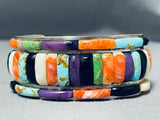 Native American Extremely Rare Carlos Eagle Vintage Turquoise Inlay Sterling Silver Bracelet-Nativo Arts