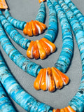 Native American Mind Blowing 5 Tier Santo Domingo Turquoise Sterling Silver Necklace-Nativo Arts