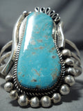 Ray Nez Native American Navajo Huge Kingman Turquoise Sterling Silver Bracelet-Nativo Arts