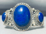 Midnight Sky Triple Lapis Vintage Native American Navajo Sterling Silver Bracelet-Nativo Arts
