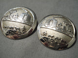 Fantastic Navajo Sterling Silver Storyteller Earrings Native American-Nativo Arts