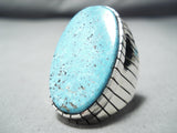 Magnificent Navajo Kingman Turquoise Sterling Silver Ring Native American-Nativo Arts