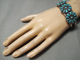 Incredible Vintage Native American Navajo Turquoise Teardrop Sterling Silver Bracelet-Nativo Arts