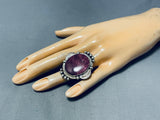 Elegant Native American Navajo Signed Purple Spiny Sterling Silver Enormous Ring-Nativo Arts