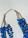 Native American Incredible Vintage Santo Domingo Lapis Sterling Silver Necklace-Nativo Arts