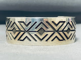 Signed Thick Native American Navajo Sterling Silver Bracelet-Nativo Arts