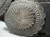 Heavy 576 Gram Vintage Native American Navajo Hand Wrought Sterling Silver Concho Belt Signed-Nativo Arts