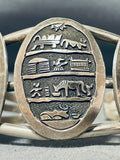 One Of The Most Unique Vintage Native American Navajo Hand Carved Sterling Silver Bracelet-Nativo Arts