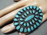 One Of The Best Ever Vintage Native American Navajo Turquoise Cluster Sterling Silver Ring-Nativo Arts