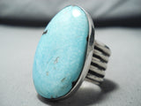 Fantastic Vintage Native American Navajo Easter Blue Turquoise Sterling Silver Ring-Nativo Arts