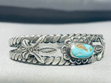 Early Vintage Native American Navajo Wired Sterling Silver Turquoise Bracelet Old-Nativo Arts