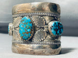 154 Grams Vintage Native American Navajo Spiderwbe Turquoise Sterling Silver Leaf Bracelet-Nativo Arts