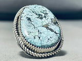 Ice Blue Spiderweb Turquoise Vintage Native American Navajo Sterling Silver Ring-Nativo Arts