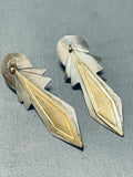 Important Leo Nez Vintage Native American Navajo Gold Sterling Silver Earrings-Nativo Arts