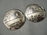 Fantastic Navajo Sterling Silver Storyteller Earrings Native American-Nativo Arts