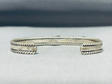 Signed Vintage Native American Navajo Green Turquoise Sterling Silver Bracelet-Nativo Arts
