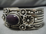 Thick And Heavy!! Vintage Native American Navajo Domed Sugulite Sterling Silver Bracelet Old-Nativo Arts