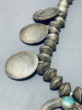 426 Grams Vintage Native American Navajo Turquoise Coin Silver Squash Blossom Necklace-Nativo Arts