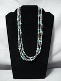 Wrap Around Twice Native American Navajo Turquoise Sterling Silver Bead Necklace-Nativo Arts