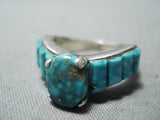 Incredible Vintage Native American Navajo Kingman Turquoise Sterling Silver Ring-Nativo Arts