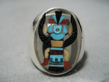 Important Native American Zuni Harlan Coonsis Turquoise Coral Sterling Silver Native Ring-Nativo Arts