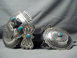Huge 541 Gram Vintage Native American Navajo Turquoise Sterling Silver Concho Belt Old-Nativo Arts