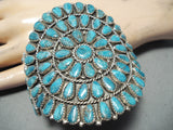 Huge Native American Navajo Blue Diamond Turquoise Sterling Silver Bracelet-Nativo Arts