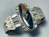 Early Vintage Native American Navajo Petrified Wood Sterling Silver Bracelet-Nativo Arts