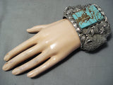 Heaviest Native American Navajo #8 Turquoise Nuffalo 274 Gram Sterling Silver Bracelet-Nativo Arts
