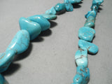 Chunky Dunky Vintage Native American Navajo Carico Lake Turquoise Necklace Old-Nativo Arts