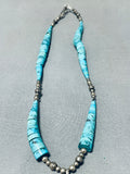 Exotic Turquoise Vintage Native American Navajo Sterling Silver Necklace Old-Nativo Arts