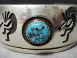 Dancing Kokopelli Vintage Native American Navajo Turquoise Sterling Silver Bracelet-Nativo Arts
