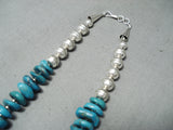Stunning Vintage Native American Navajo Old Kingman Turquoise Sterling Silver Necklace-Nativo Arts