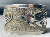 Ancient Petroglyph Vintage Native American Navajo Sterling Silver Bracelet Cuff-Nativo Arts