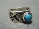 Important Native American Navajo Jeanette Dale Bisbee Turquoise Sterling Silver Ring-Nativo Arts