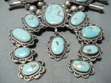 Best Vintage #8 Turquoise Native American Navajo Sterling Silver Squash Blossom Necklace Old-Nativo Arts