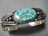 Sensational Vintage Native American Navajo Spiderweb Turquoise Sterling Silver Bracelet-Nativo Arts