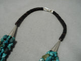 Stunning Vintage Native American Navajo Green Spiderweb Turquoise Sterling Silver Necklace-Nativo Arts