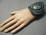 One Of Biggest Best Vintage Native American Navajo Turquoise Bluejay Sterling Silver Bracelet-Nativo Arts