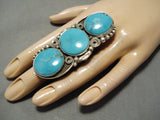 Native American Important Ben Begaye Huge Circle Turquoise Sterling Silver Ring-Nativo Arts