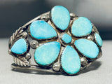 Marvelous Vintage Native American Zuni 9 Blue Gem Turquoise Sterling Silver Bracelet-Nativo Arts