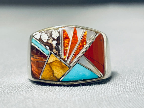 Important Benny Johnson Vintage Native American Zuni Turquoise Sterling Silver Ring-Nativo Arts