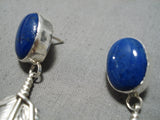 Feather Genius Navajo Lapis Sterling Silver Earrings Native American-Nativo Arts