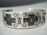 Heavy Ange Chavez Native American Sterling Silver Cross Bracelet Cuff-Nativo Arts