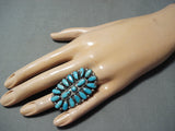 Louis Morgan Vintage Native American Navajo Turquoise Cluster Sterling Silver Ring Old-Nativo Arts