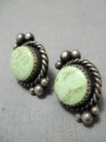 Amazing Vintage Navajo Gaspeite Sterling Silver Native American Earrings Old-Nativo Arts