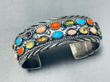 Lena Platero Vintage Native American Navajo Turquoise Multi Stone Sterling Silver Bracelet-Nativo Arts