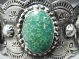 Early Vintage Native American Navajo Cerrillos Turquoise Sterling Silver Hand Tooled Bracelet-Nativo Arts