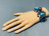 Most Unique Native American Navajo Purple Shell Turquoise Sterling Silver Bracelet Cuff-Nativo Arts